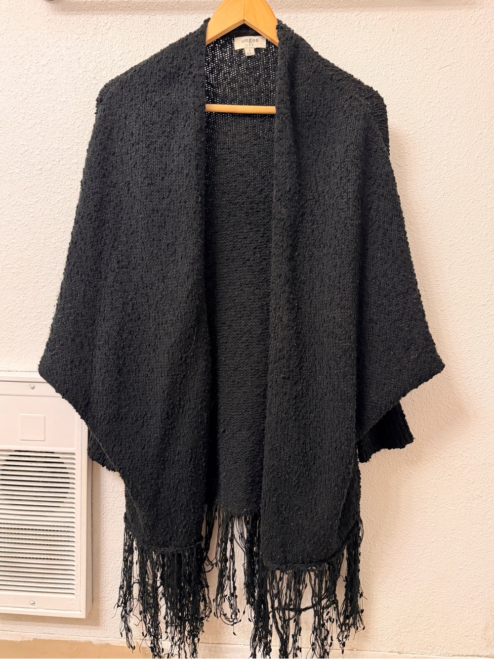 Black Fringe Knit Cardigan